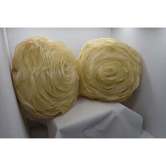 Elegant beautiful Yellowish Pearl Rose Weaving Silk Throw Pillows‎ - Picture 4 of 10